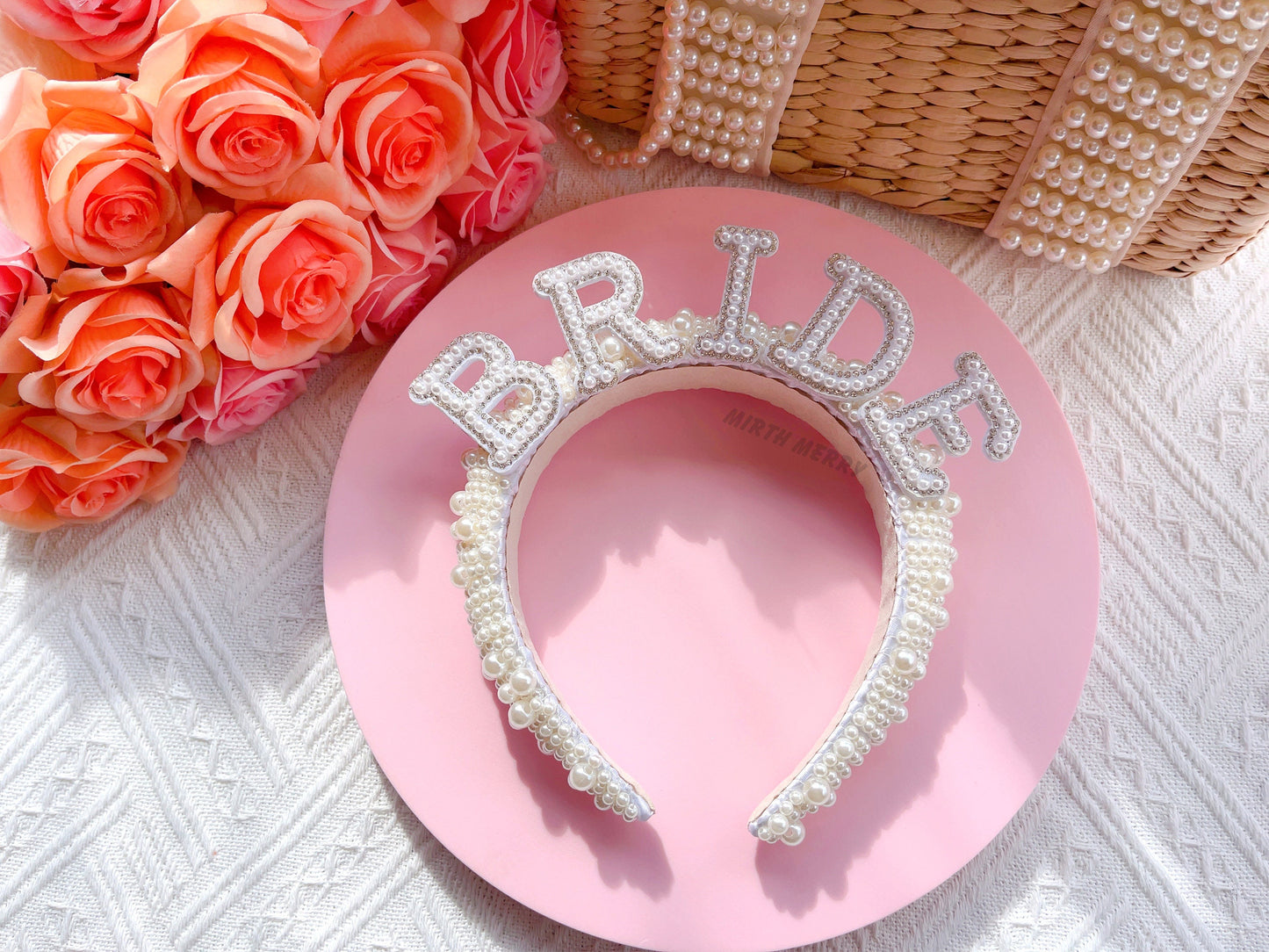 Hens Party Decorations, Bride Headband, Bride Pearl Headband, Hen Party Tiara, Bride to Be Headband, White Headpiece Bridal Shower Gift