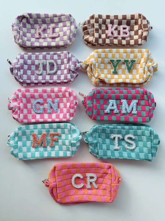Checkered Makeup Bag