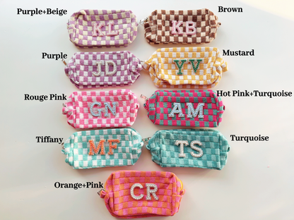Checkered Makeup Bag