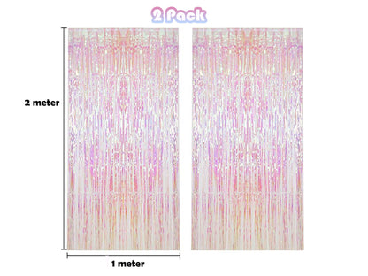 Holographic Silver Fringe Foil Curtain | Iridescent Backdrop, Bridal Shower Backdrop, Wedding, Hen Party, Birthday Photo Booth, Last Disco