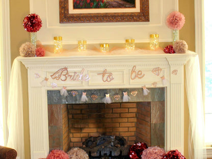 Bride To Be Banner, Cake Topper | Wedding Dress Diamond Bride Garland | Bridal Shower Wedding Engagement Bachelorette Hen Party