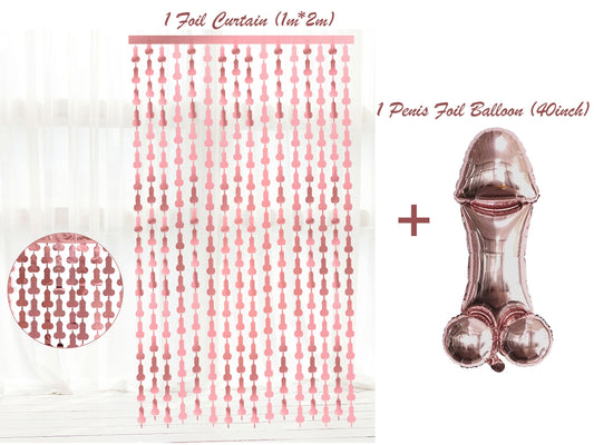 Penis Balloon | 40 inch Rose Gold | Bachelorette Party | Same Penis Forever | Penis Tinsel Curtain| Hen Party | Bride to Be Bridal Shower