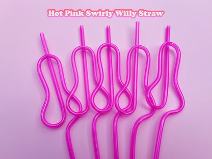 Hot Pink Swirly Penis Straw + Bride Straw,| Bachelorette Party Favors | Bride To Be Bridal Shower | Hen Party Supplies Penis