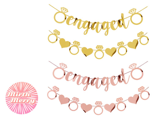 Bride To Be Engaged Party, Heart Shaped Banner, Hens Party Bridal Shower Decorations, Engagement Banner, Rose Gold & Gold