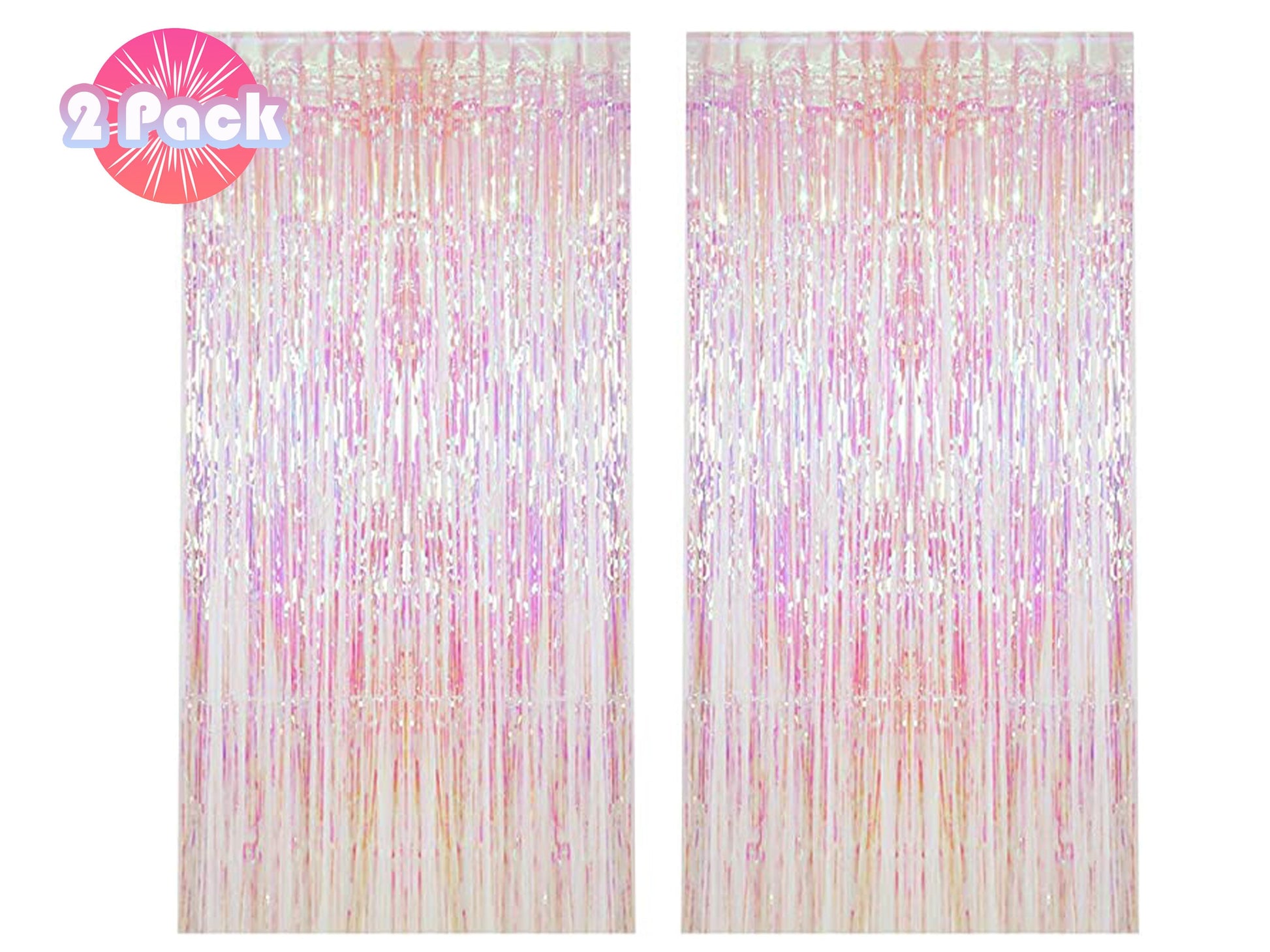 Iridescent Fringe Foil Curtain | Transparent Pink Backdrop, Bridal Shower Backdrop, Wedding, Hen Party, Birthday Photo Booth, Baby Shower