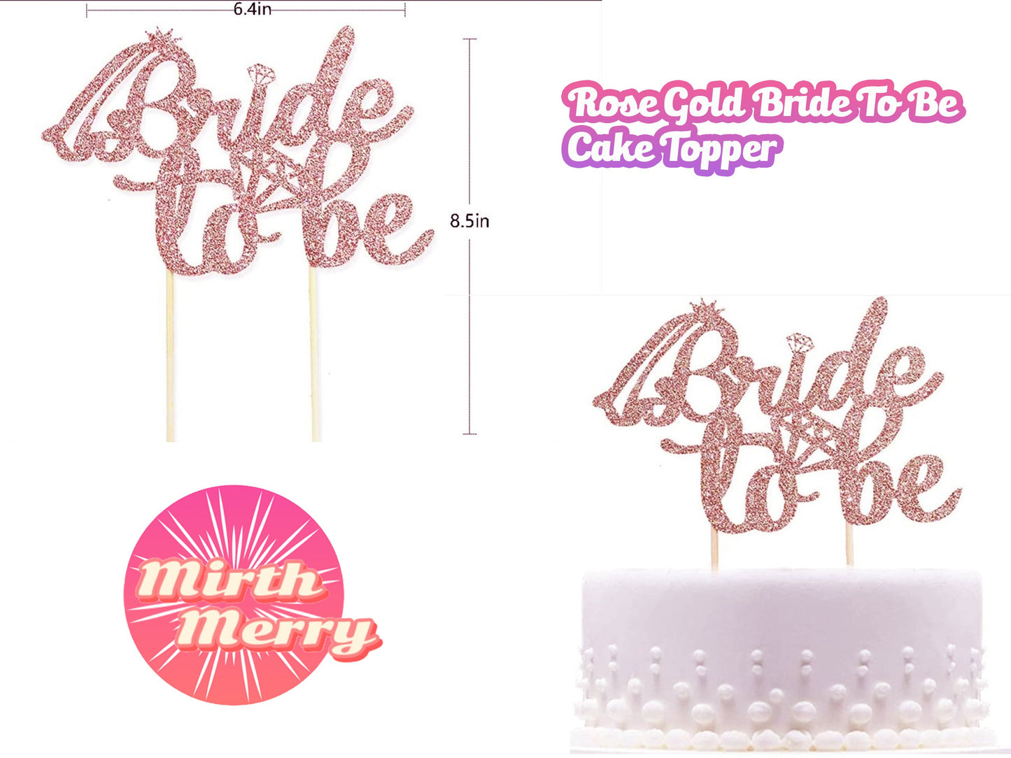 Bride To Be Banner, Cake Topper | Wedding Dress Diamond Bride Garland | Bridal Shower Wedding Engagement Bachelorette Hen Party