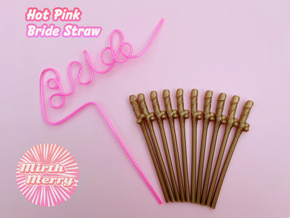 Gold Penis Straw+Bride Straw, Hen Party Decoration Supplies, Party Favor Penis Confetti, Bridal Shower Wedding Drinking Game