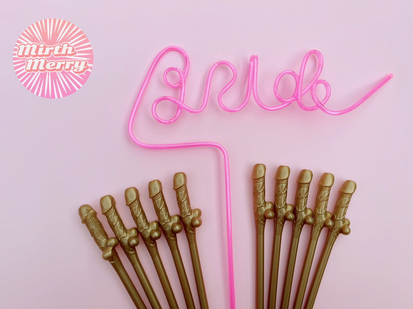 Gold Penis Straw+Bride Straw, Hen Party Decoration Supplies, Party Favor Penis Confetti, Bridal Shower Wedding Drinking Game