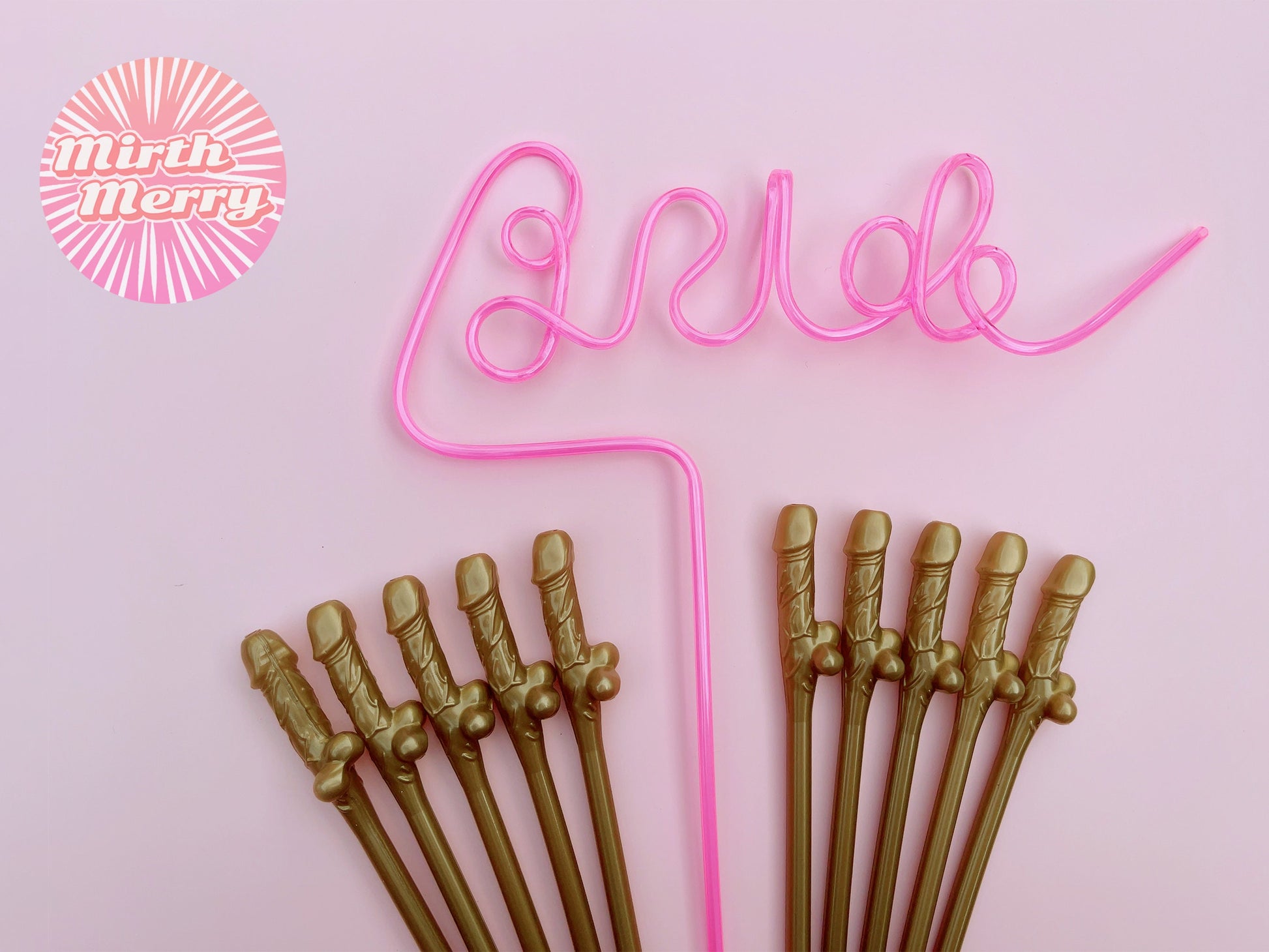 Gold Penis Straw+Bride Straw, Hen Party Decoration Supplies, Party Favor Penis Confetti, Bridal Shower Wedding Drinking Game