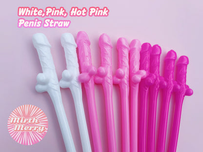 White,Pink,Hot Pink Penis Straw, | Bachelorette Party Favors | Bride To Be Bridal Shower | Hen Party Supplies Penis, Mix Color Penis Straws