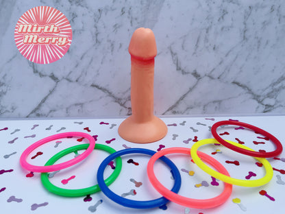 Table Top Penis Ring Toss, Hens Night Bridal Shower Decorations, Penis Hoopla Ring, Dick Favors, Junk On The Hunk, Pin The Macho Man