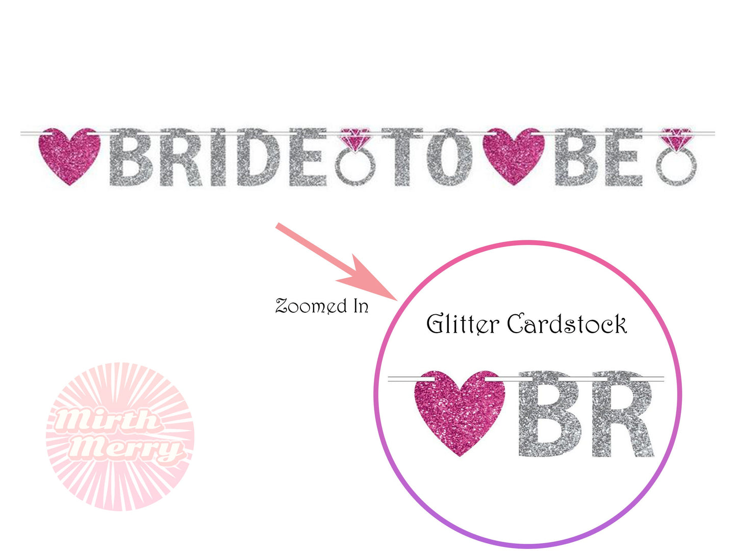 Bride To Be Banner, Hens Party Bridal Shower Glitter Decorations Engagement Bunting Banner Silver Pink Heart Shaped Banner