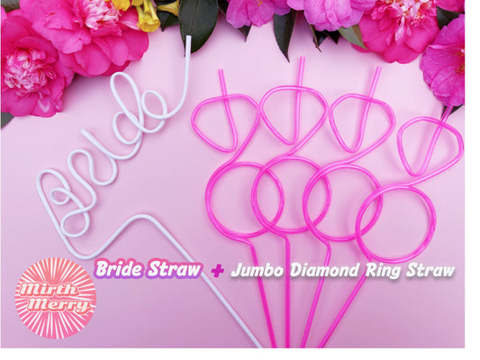 Bride Straw+Diamond Ring Straw | Bachelorette Party Favors | Bride To Be Gift | Hen Party Supplies, Bridal Shower + Party Decorations