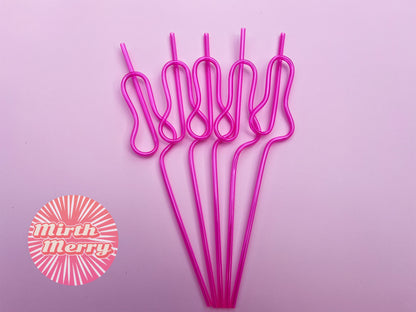 Hot Pink Swirly Penis Straw + Bride Straw,| Bachelorette Party Favors | Bride To Be Bridal Shower | Hen Party Supplies Penis