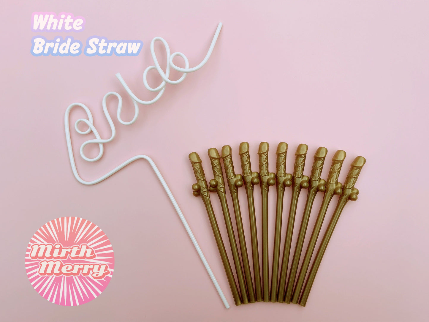 Gold Penis Straw+Bride Straw, Hen Party Decoration Supplies, Party Favor Penis Confetti, Bridal Shower Wedding Drinking Game