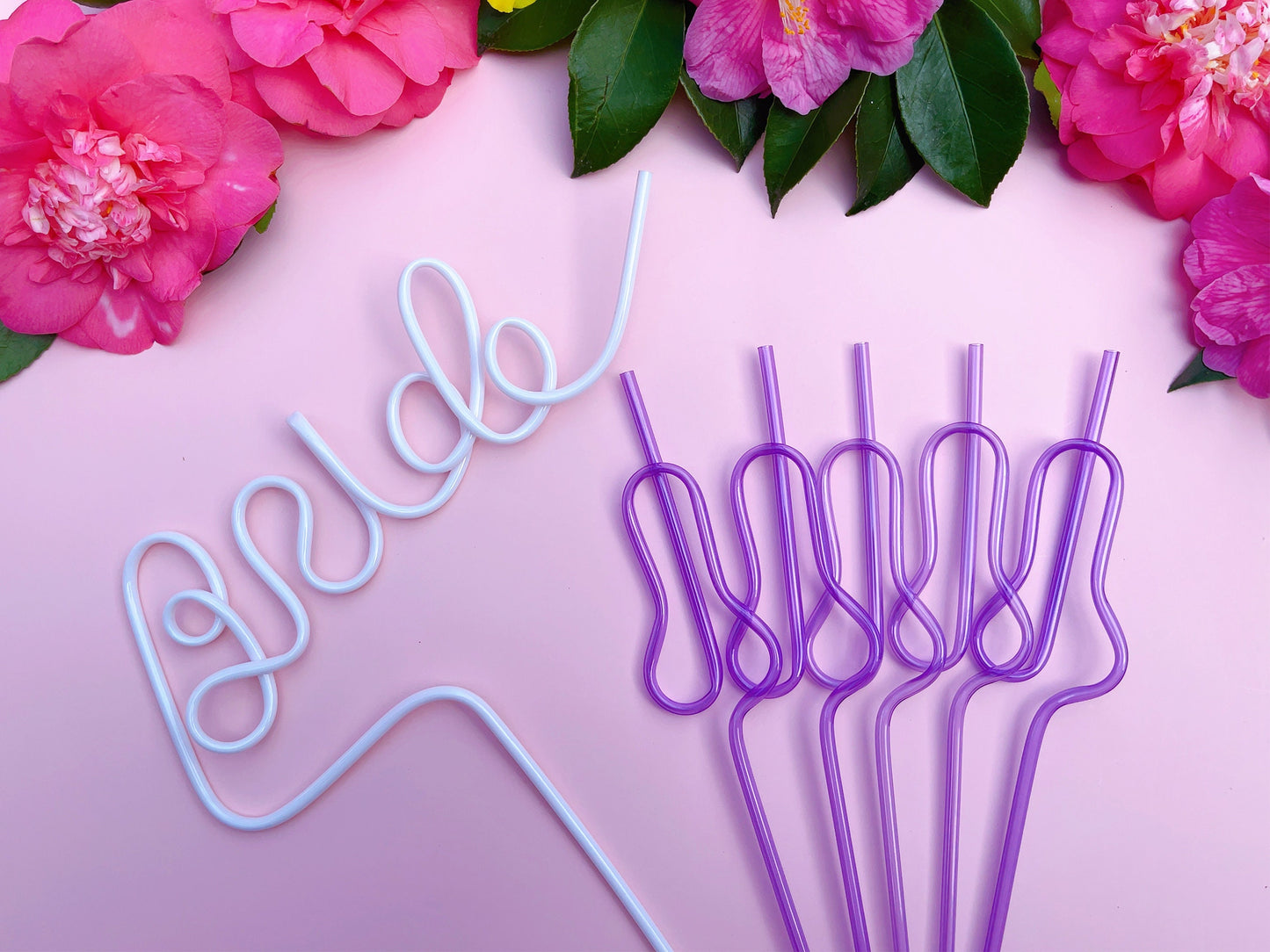 Purple Swirly Penis Straw + Bride Straw | Bachelorette Party Favors | Bride To Be Bridal Shower | Hen Party Supplies Penis