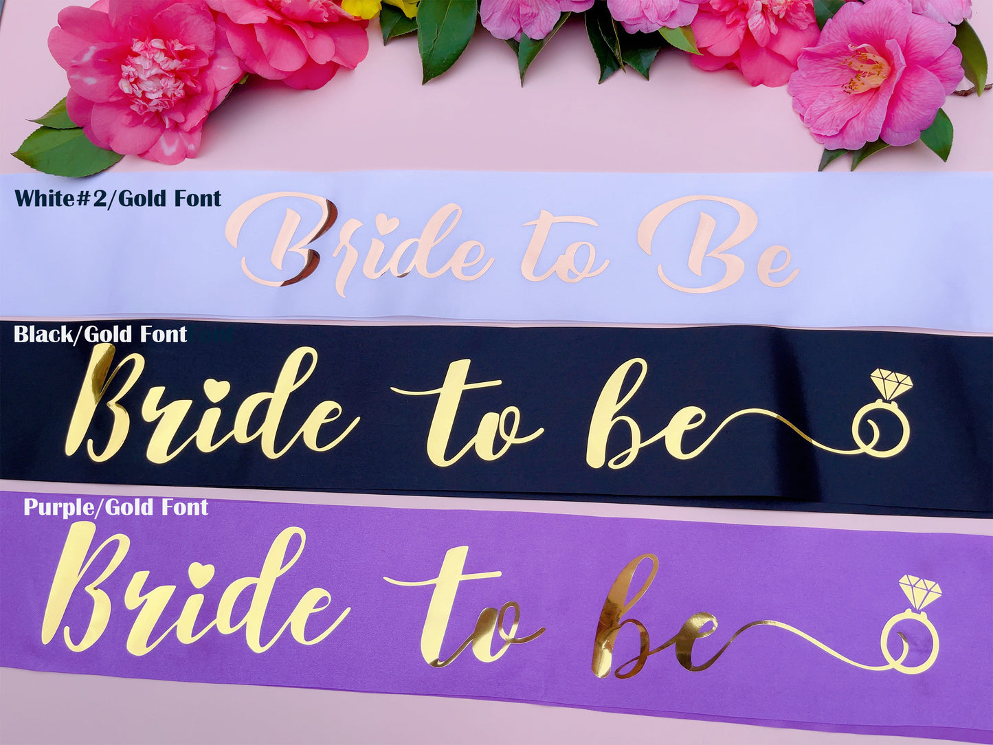 Bride Sash+Bride Straw | Hen Party Sash | Sash for Bride - Rose Gold Foil | Bride To Be | Bachelorette Favors | Engagement Party Gift