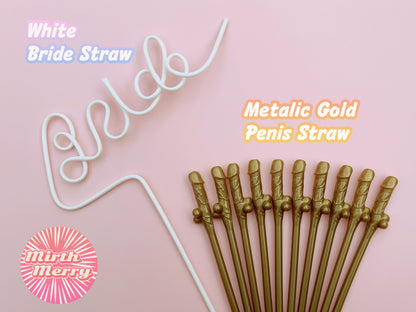 Gold Penis Straw+Bride Straw, Hen Party Decoration Supplies, Party Favor Penis Confetti, Bridal Shower Wedding Drinking Game