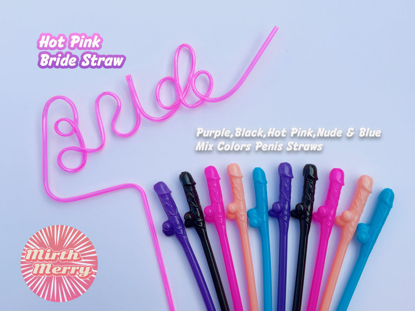 Mix Colors Penis Straw+Bride Straw | Bachelorette Party Favors | Bride To Be Bridal Shower | Hen Party Supplies Penis