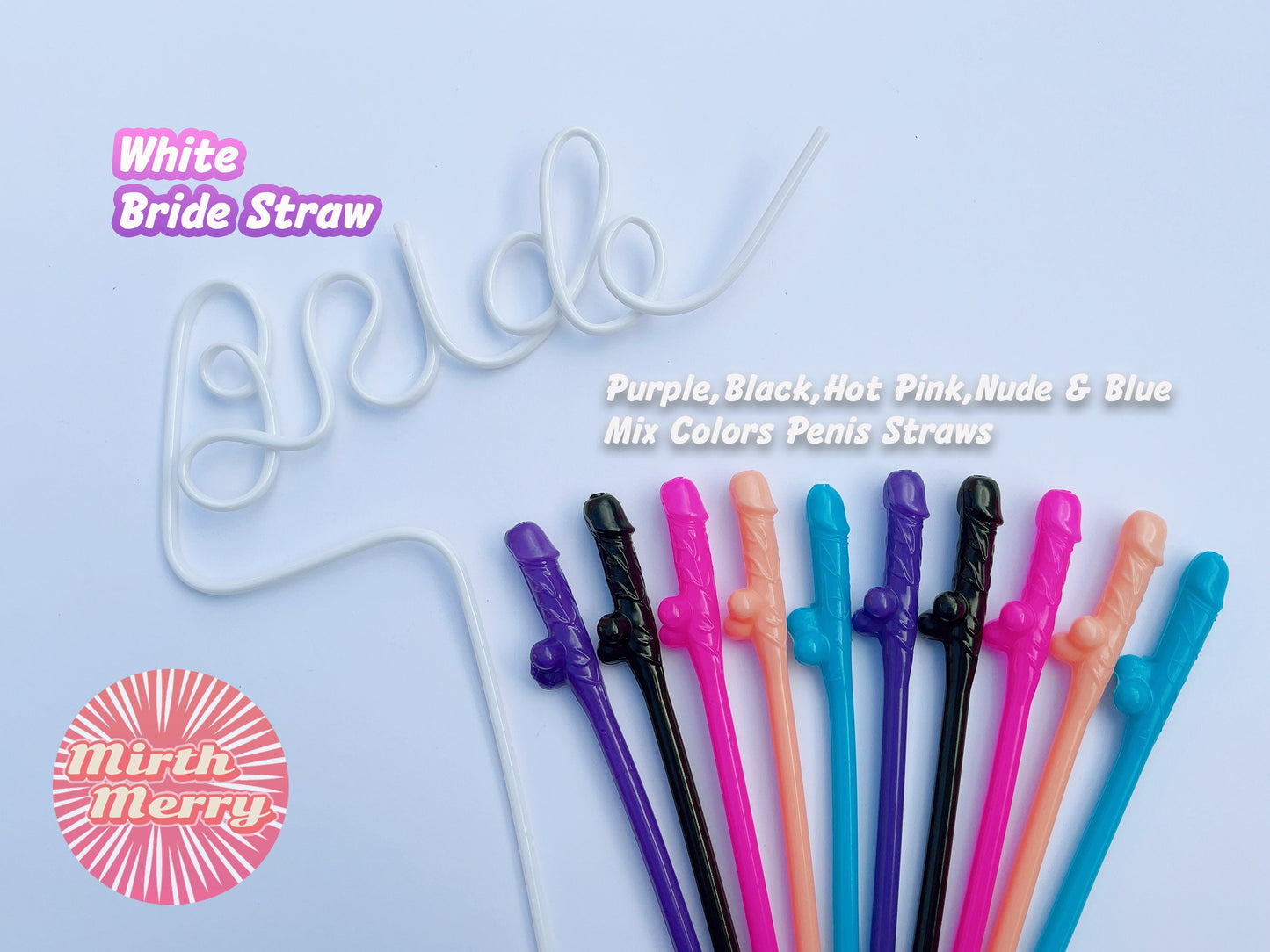Mix Colors Penis Straw+Bride Straw | Bachelorette Party Favors | Bride To Be Bridal Shower | Hen Party Supplies Penis