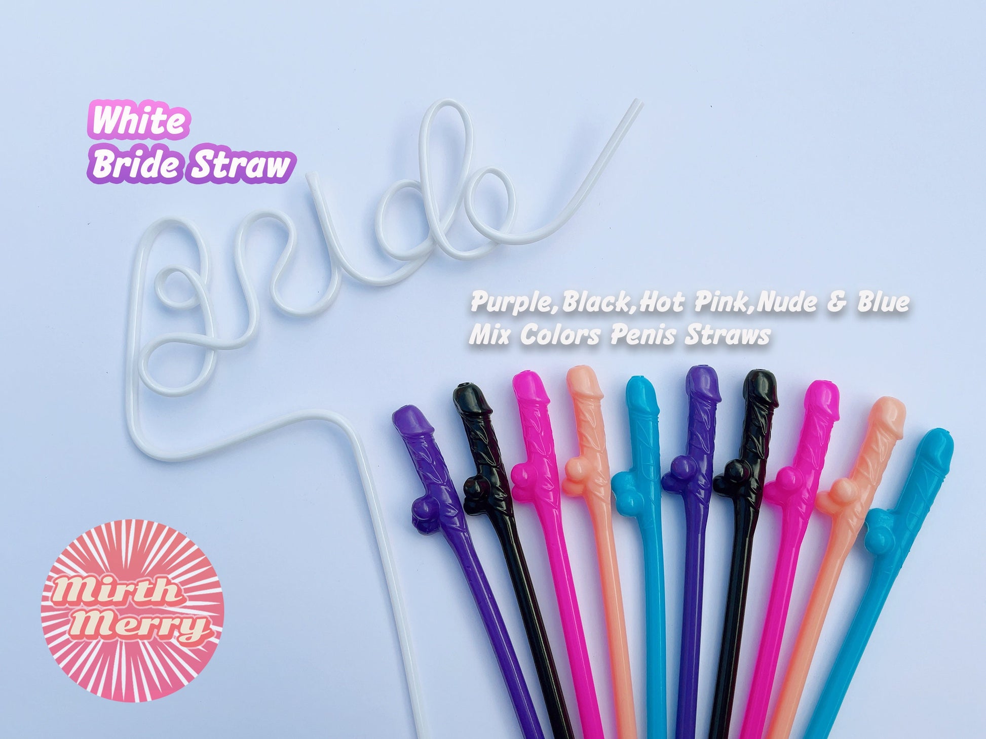 Mix Colors Penis Straw+Bride Straw | Bachelorette Party Favors | Bride To Be Bridal Shower | Hen Party Supplies Penis