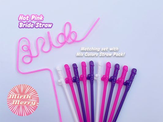 Mix Colors Penis Straws+Bride Straw, Hen Party Decoration Supplies, Party Favor Penis Confetti, Bridal Shower Wedding Drinking Game