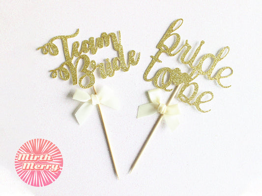 Bride To Be Team Bride Cupcake Toppers Picks, Ribbon Decor Wedding Cupcake Toppers, Hen Party Bridal Shower, Bachelorette Party, Cake Topper