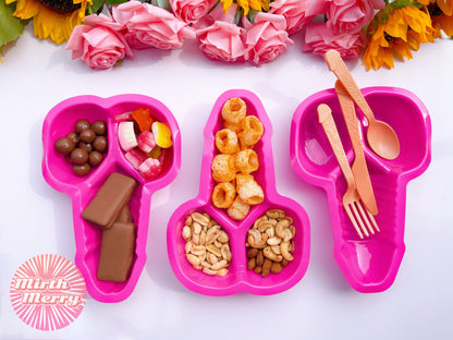 Penis Snack Trays, Dick Utensils, Bachelorette Tablewear, Party Silverware, Pecker Tray, Hen Party Favors, Bach Decor, Penis Favors