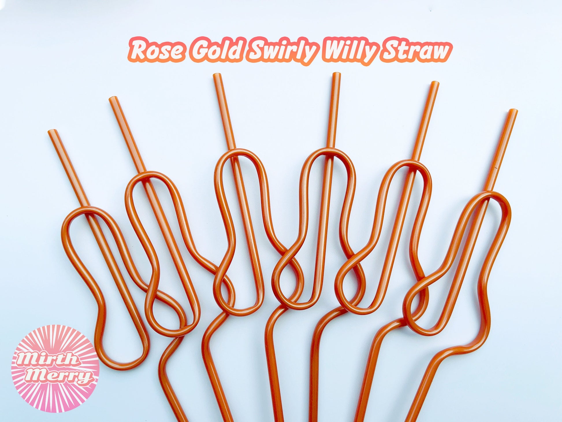 Rose Gold Swirly Penis Straw + Bride Straw,| Bachelorette Party Favors | Bride To Be Bridal Shower | Hen Party Supplies Penis