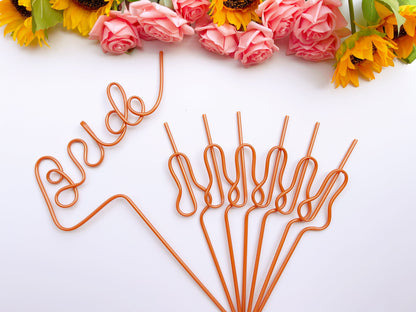 Rose Gold Swirly Penis Straw + Bride Straw,| Bachelorette Party Favors | Bride To Be Bridal Shower | Hen Party Supplies Penis