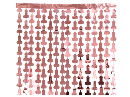 Rose Gold Penis Foil Curtain | Metallic Fringe Penis Tinsel, Hen Party Bridal Shower Backdrop, Birthday Backdrop, Photo Booth, Dick Favors
