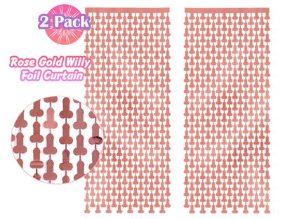 Rose Gold Penis Foil Curtain | Metallic Fringe Penis Tinsel, Hen Party Bridal Shower Backdrop, Birthday Backdrop, Photo Booth, Dick Favors