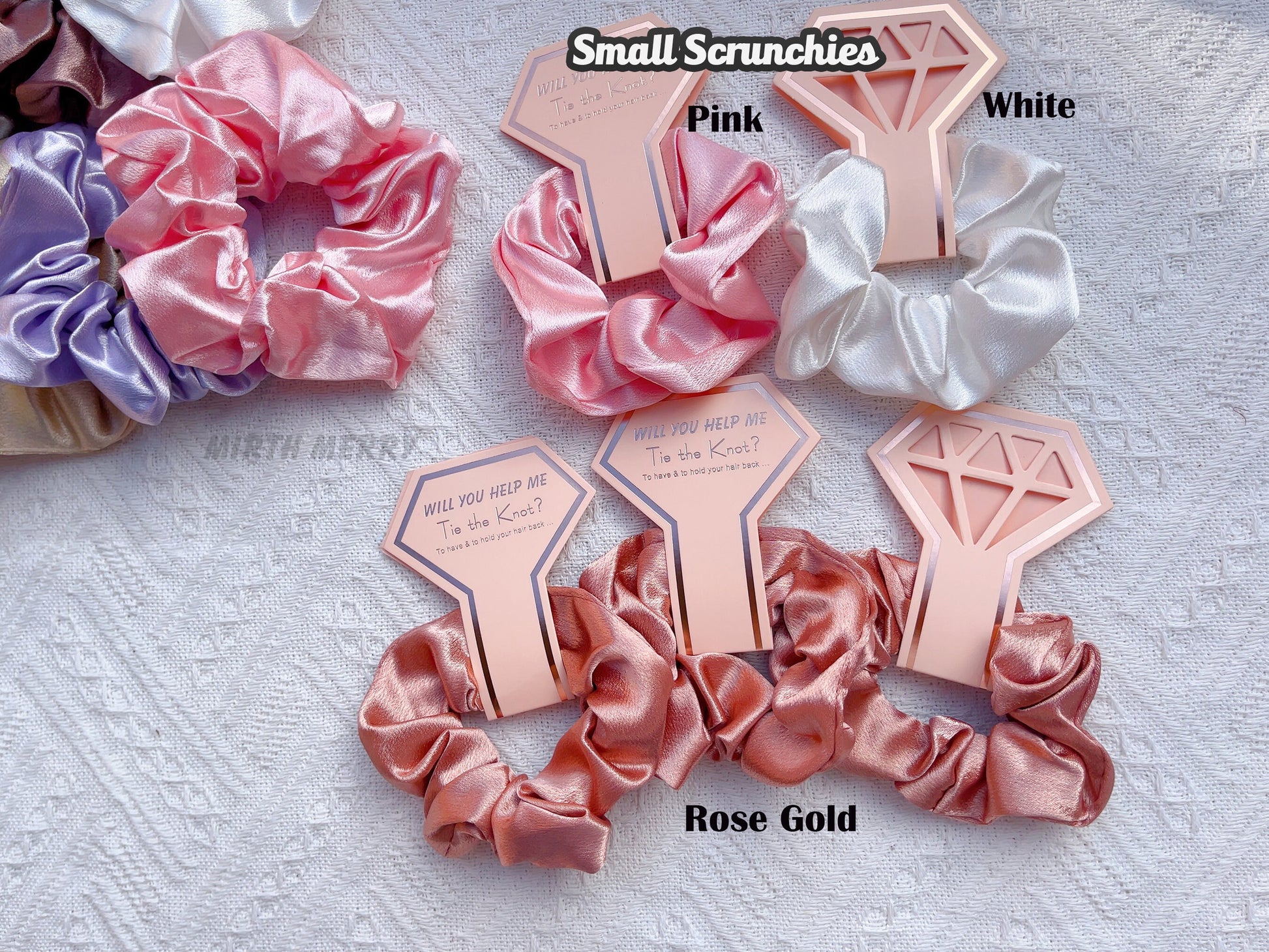 Hen Party Hair Tie - Silk Satin Scrunchies | Bridal Shower Gift Decorations, Bride Tribe Favor, Bridesmaid Scrunchies, Bridesmaid Proposal