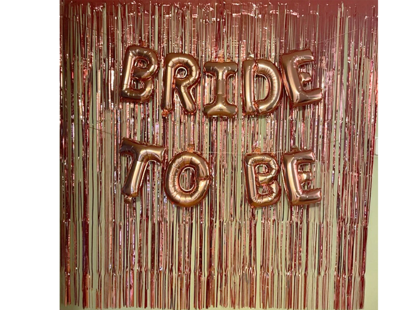 Rose Gold Fringe Foil Curtain - Set of 2 | Bridal Shower Backdrop, Wedding, Hen Party, Birthday Photo Booth, Baby Shower