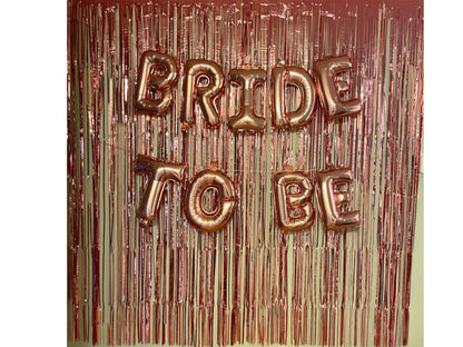 Rose Gold Fringe Foil Curtain - Set of 2 | Bridal Shower Backdrop, Wedding, Hen Party, Birthday Photo Booth, Baby Shower
