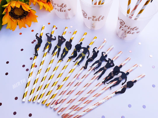 Macho Men Confetti Straws Bachelorette Party Hen Party Decoration Supplies, Party Favor, Bridal Shower Wedding Drinking Game Bach