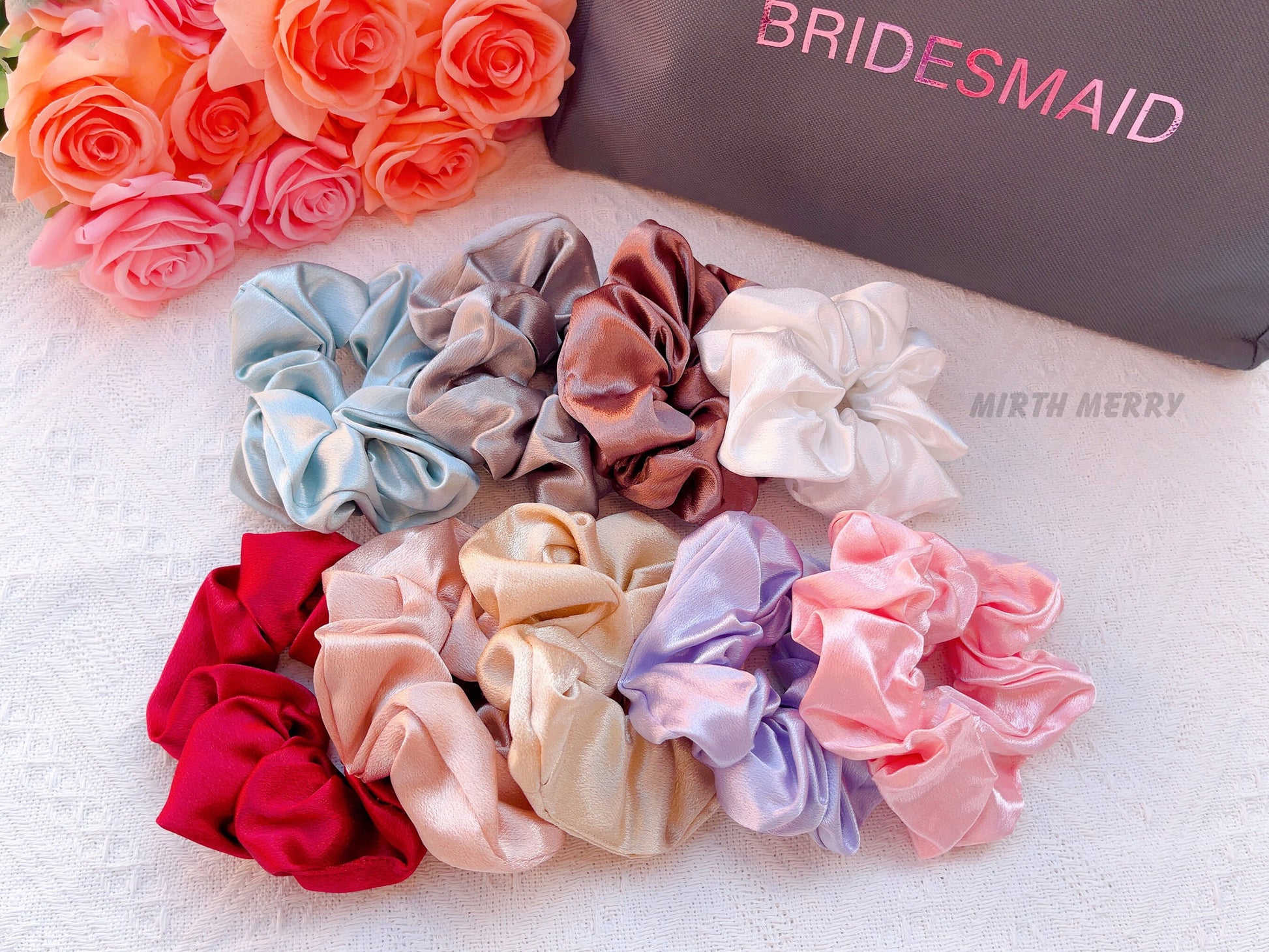 Hen Party Hair Tie - Silk Satin Scrunchies | Bridal Shower Gift Decorations, Bride Tribe Favor, Bridesmaid Scrunchies, Bridesmaid Proposal