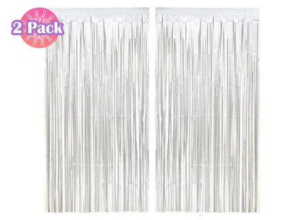 Rose Gold Fringe Foil Curtain - Set of 2 | Bridal Shower Backdrop, Wedding, Hen Party, Birthday Photo Booth, Baby Shower