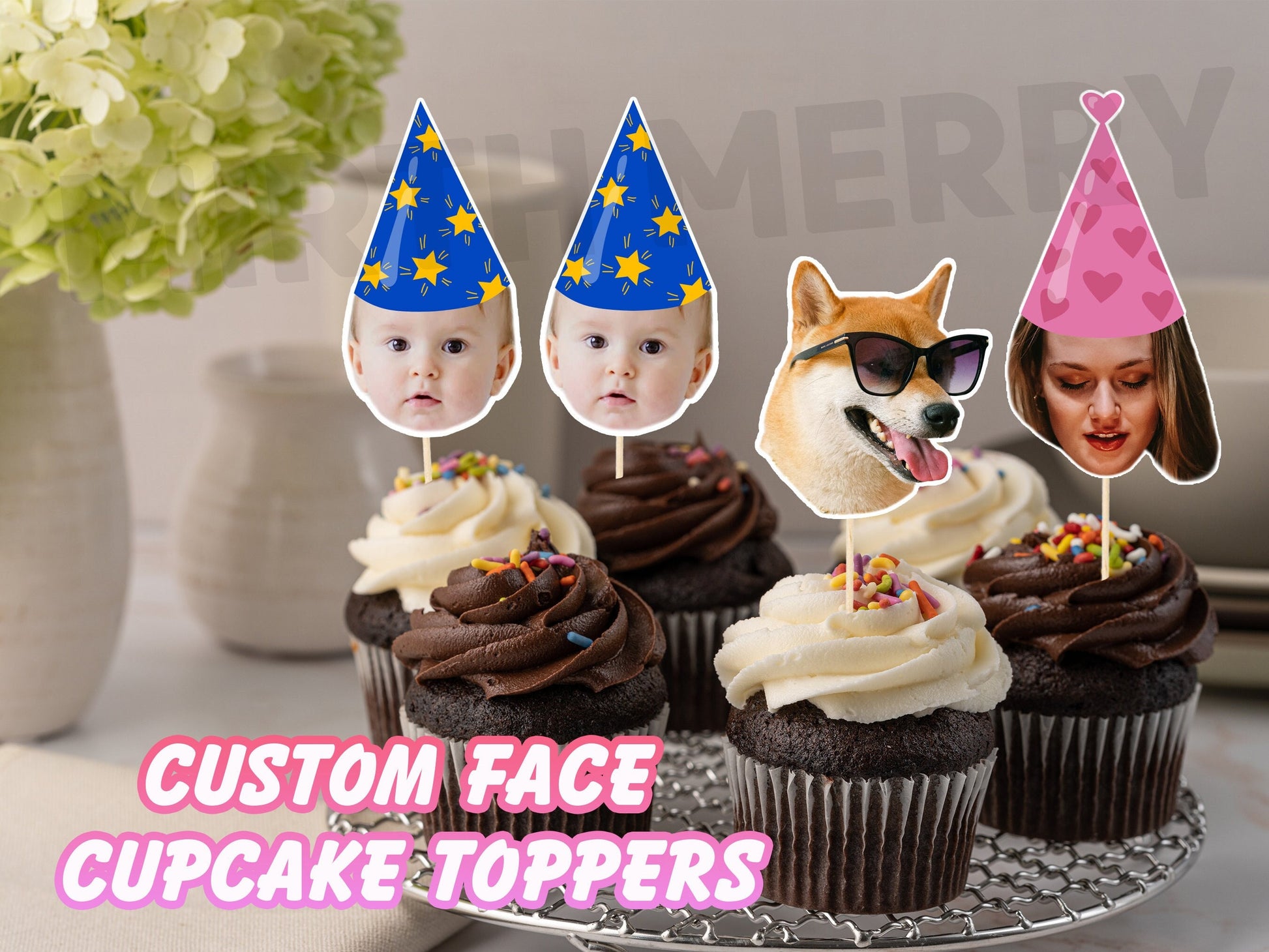 custom face cupcake toppers for party.