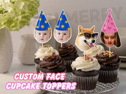 custom face cupcake toppers for party.