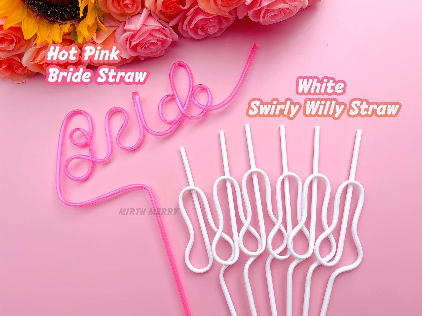 White Swirly Penis Straw + Bride Straw,| Bachelorette Party Favors | Bride To Be Bridal Shower | Hen Party Supplies Penis