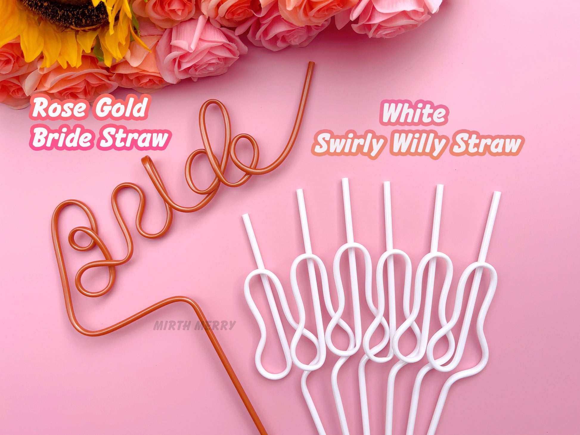 White Swirly Penis Straw + Bride Straw,| Bachelorette Party Favors | Bride To Be Bridal Shower | Hen Party Supplies Penis