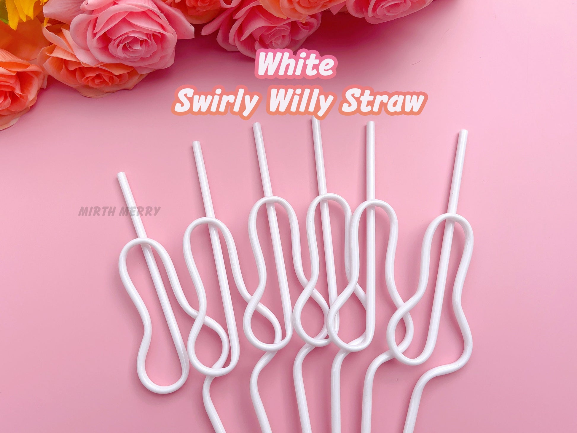 White Swirly Penis Straw + Bride Straw,| Bachelorette Party Favors | Bride To Be Bridal Shower | Hen Party Supplies Penis