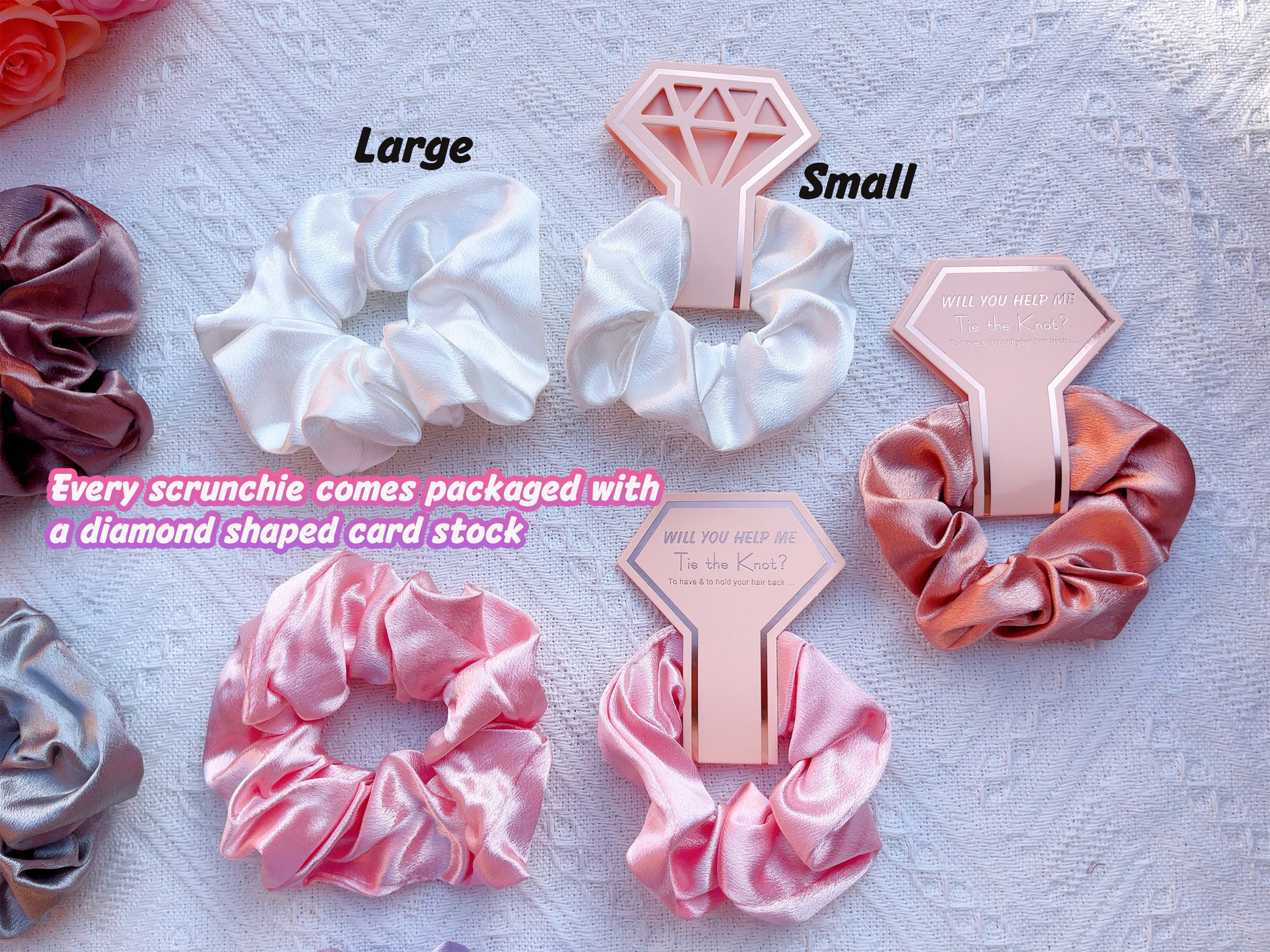 Hen Party Hair Tie - Silk Satin Scrunchies | Bridal Shower Gift Decorations, Bride Tribe Favor, Bridesmaid Scrunchies, Bridesmaid Proposal