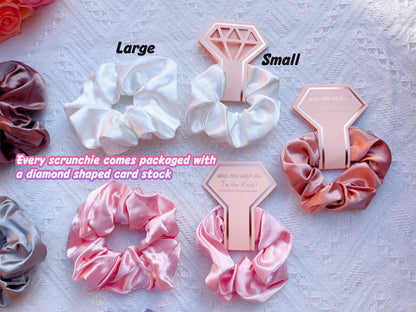 Hen Party Hair Tie - Silk Satin Scrunchies | Bridal Shower Gift Decorations, Bride Tribe Favor, Bridesmaid Scrunchies, Bridesmaid Proposal