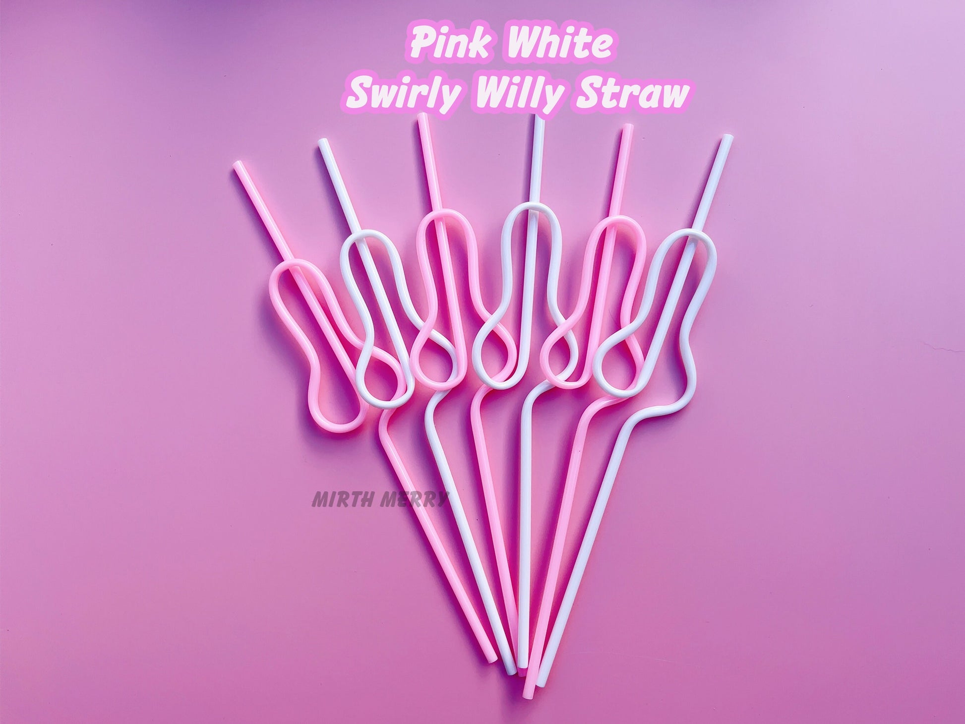 Pink White Swirly Penis Straw + Bride Straw,| Bachelorette Party Favors | Bride To Be Bridal Shower | Hen Party Supplies Penis