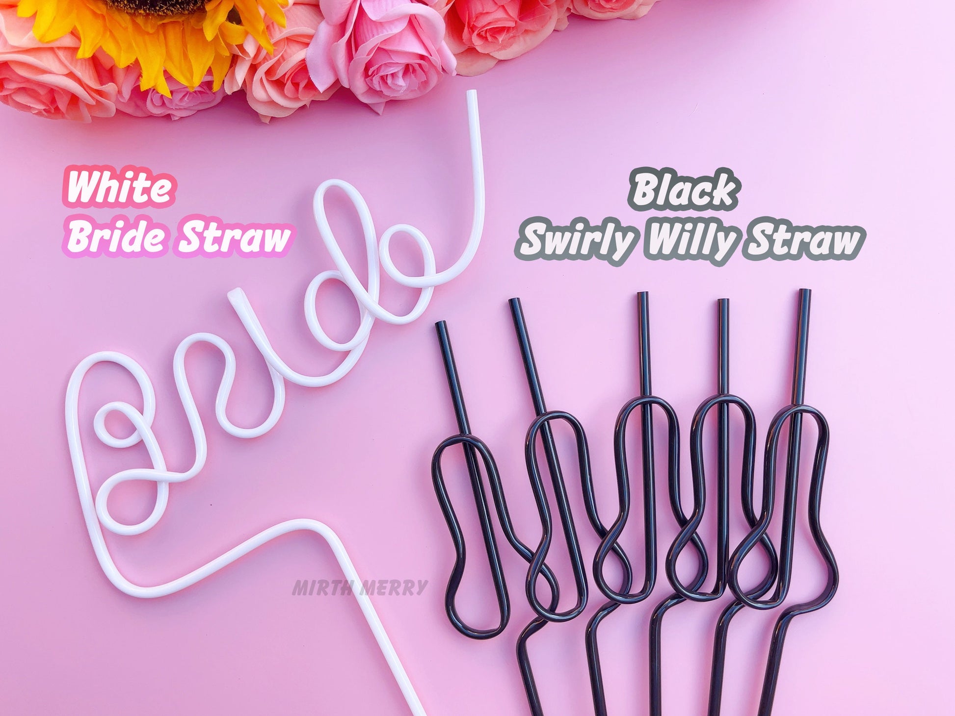 Black Swirly Penis Straw + Bride Straw,| Bachelorette Party Favors | Bride To Be Bridal Shower | Hen Party Supplies Penis