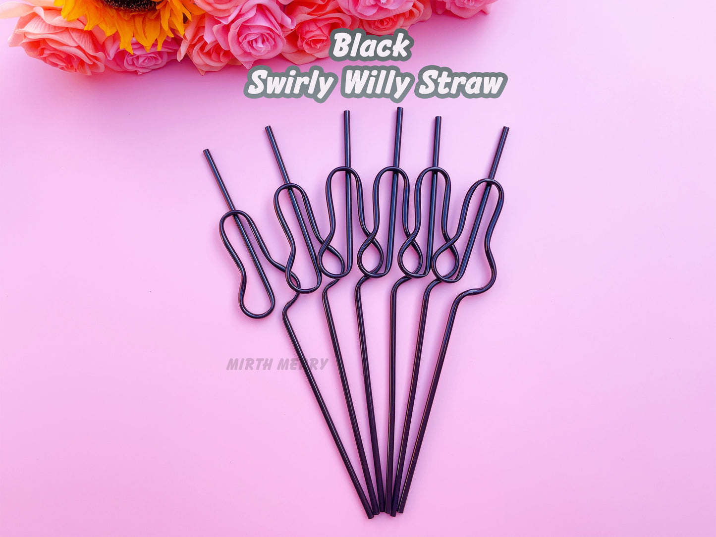 Black Swirly Penis Straw + Bride Straw,| Bachelorette Party Favors | Bride To Be Bridal Shower | Hen Party Supplies Penis