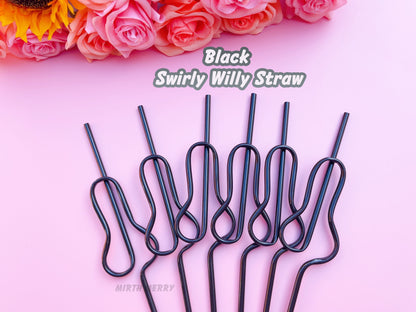 Black Swirly Penis Straw + Bride Straw,| Bachelorette Party Favors | Bride To Be Bridal Shower | Hen Party Supplies Penis