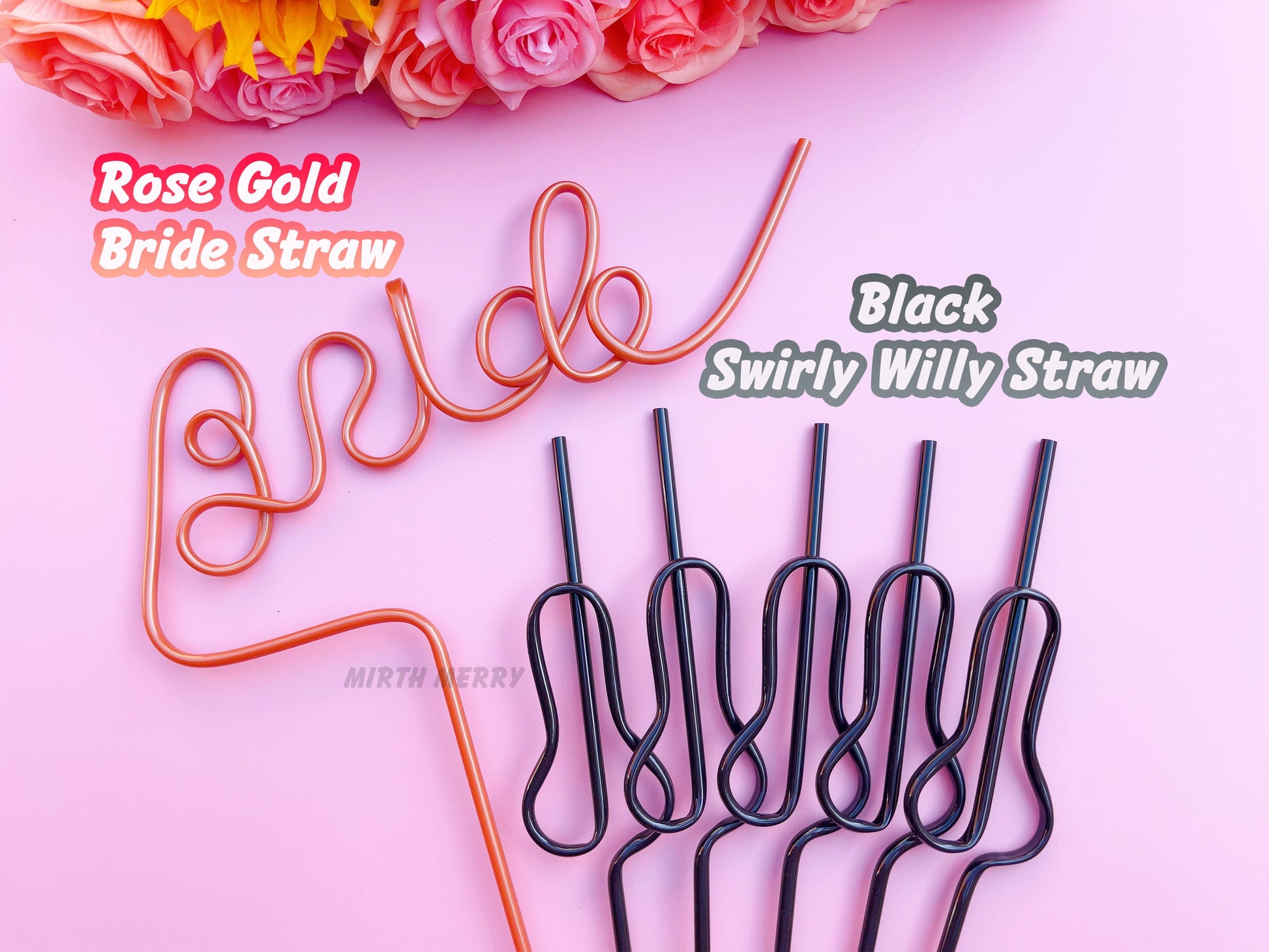 Black Swirly Penis Straw + Bride Straw,| Bachelorette Party Favors | Bride To Be Bridal Shower | Hen Party Supplies Penis